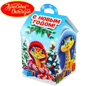 Сладкий подарок на Новый Год в картонной упаковке весом 600 грамм по цене 654 руб в Димитровограде