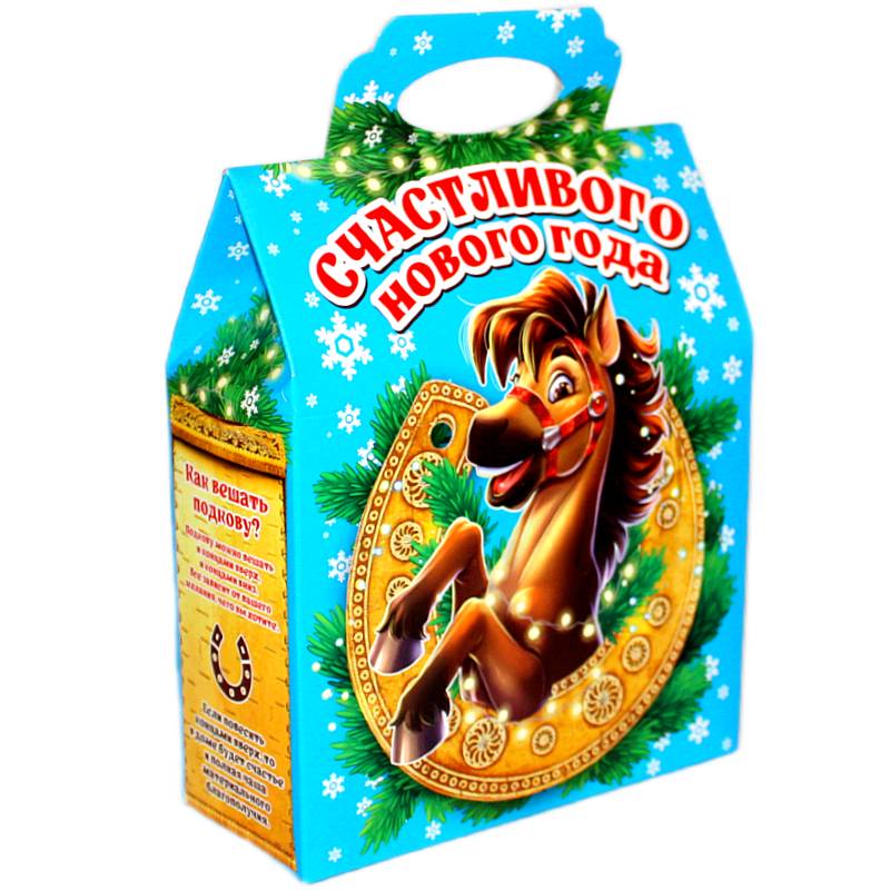 Сладкий новогодний подарок в картонной упаковке весом 700 грамм